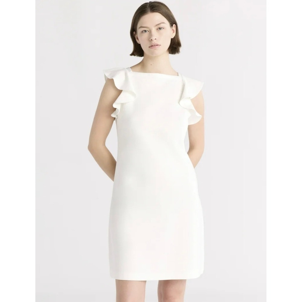 Free Assembly Ruffle Tank Dress Womens S Cream Shift Mini Preppy Clean Girl Chic